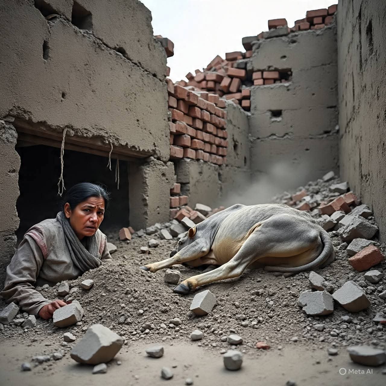 जोरदार बारिश में कच्ची दीवाल गिरने से एक महिला समेत मवेशी की मौत